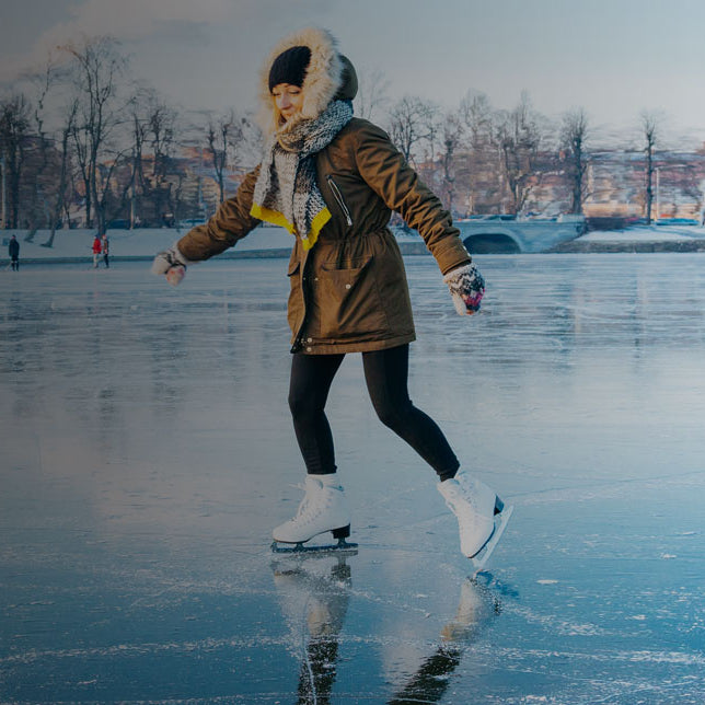 Ice Skater on Safe Ice Skating Rink Pond