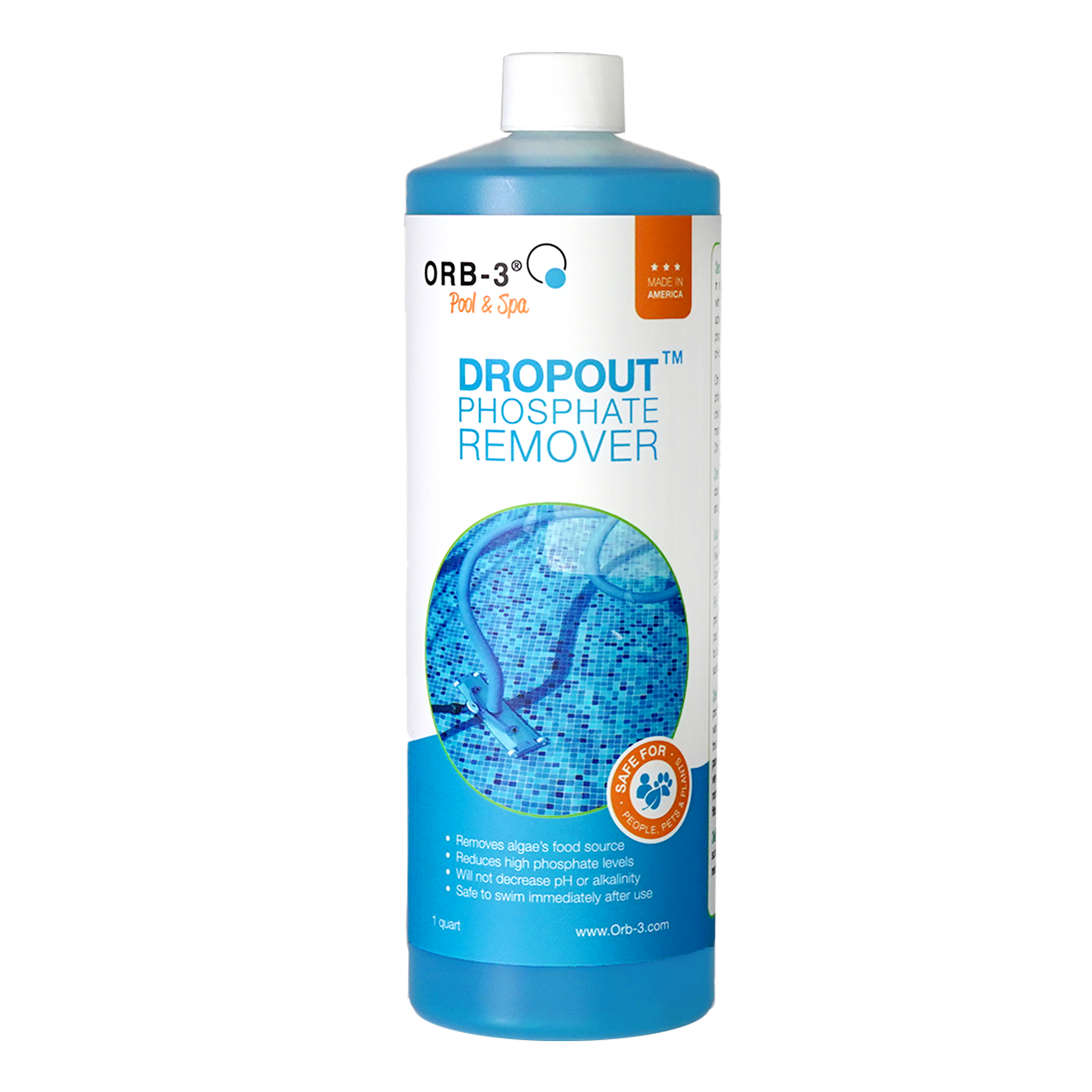 Quart bottle of Orb-3 Dropout Phosphate Remover on a white background