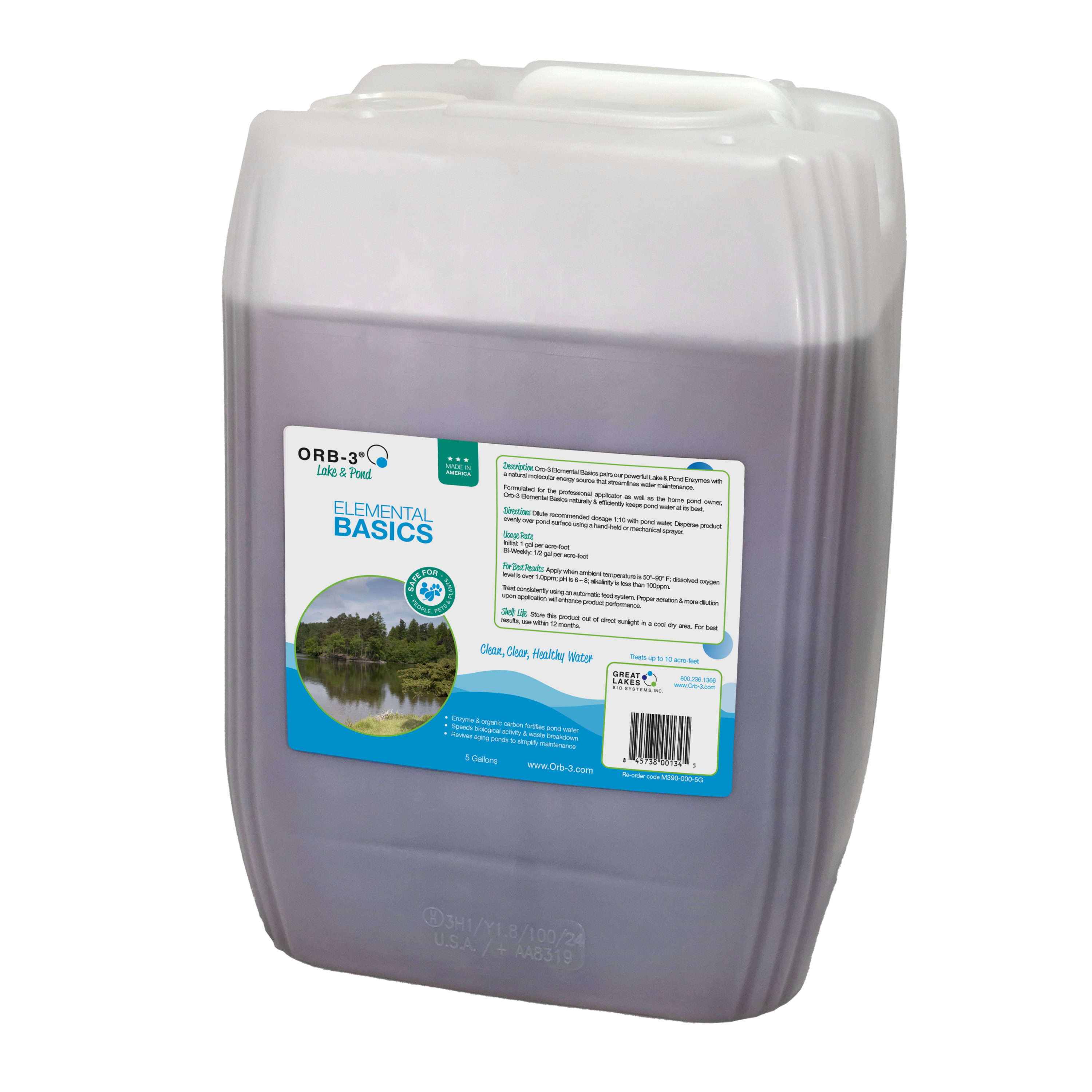 Large container of Orb-3 Elemental Basics on a white background