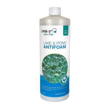 Quart bottle of Orb-3 Lake & Pond Antifoam on a white background
