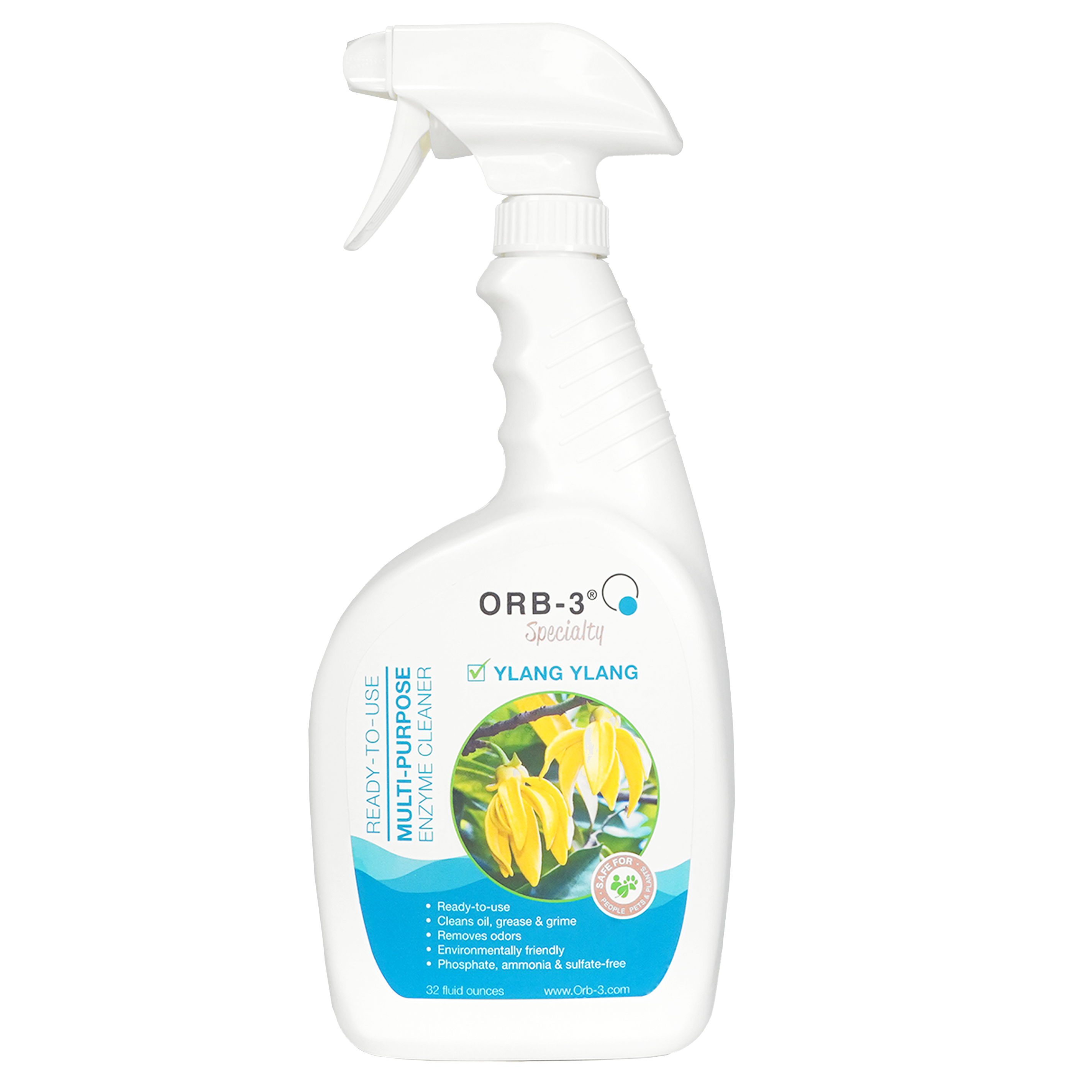 Photo of Orb-3 multi-purpose enzyme cleaner bottle with ylang ylang scent
