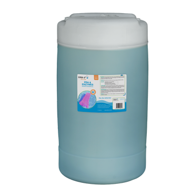 Large container of Orb-3 PRA and Enzymes a pool maintenance product on a white background
