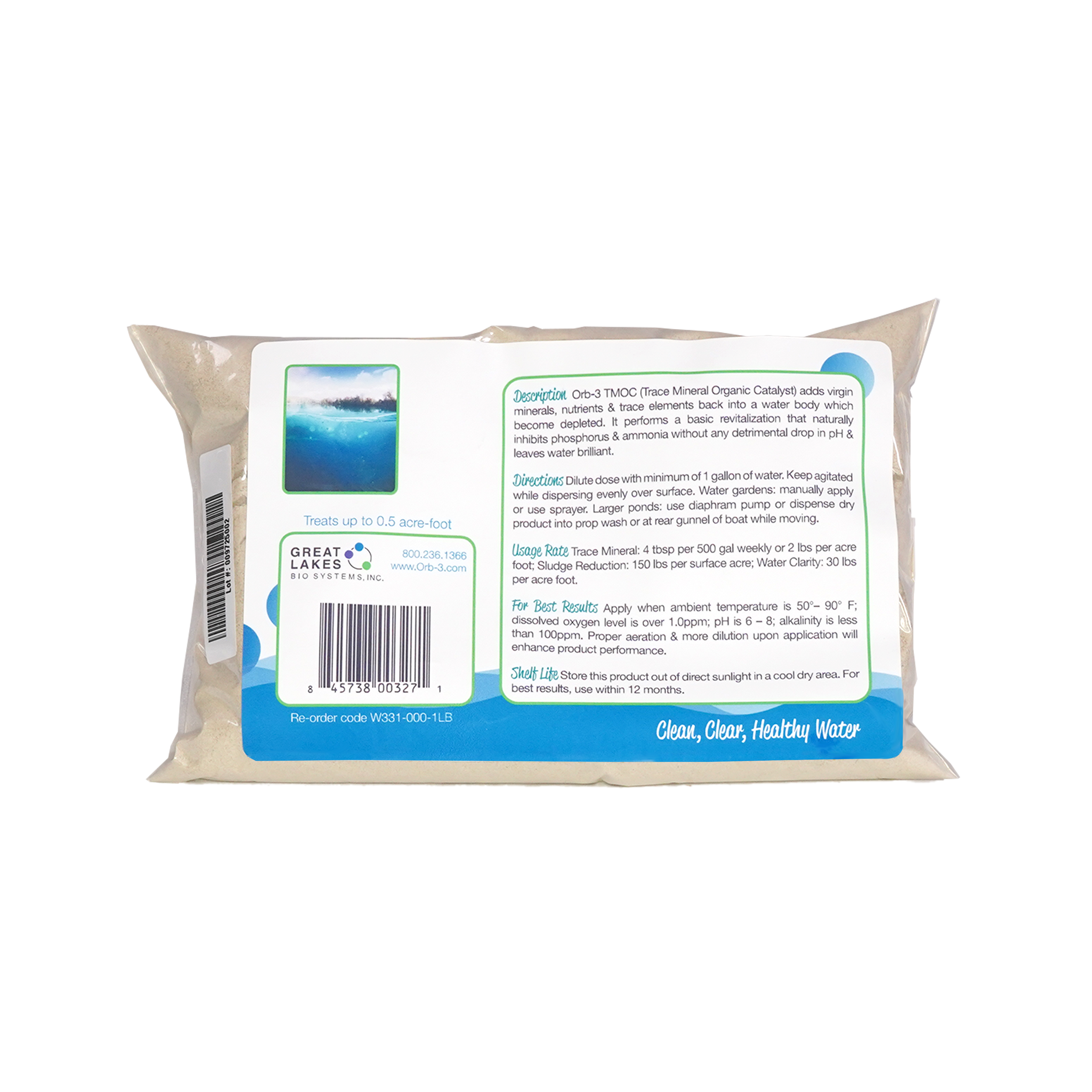 Back view of Orb-3 TMOC Trace Mineral Organic Catalyst package showing directions