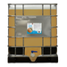 Large 275 IBC tote of Orb-3 Wastewater Enzymes with a label on a white background