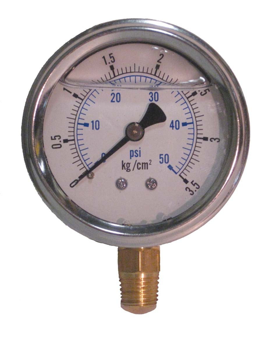 EasyPro G50L Pressure Gauge 0-50 PSI Liquid Filled 1/4" MPT