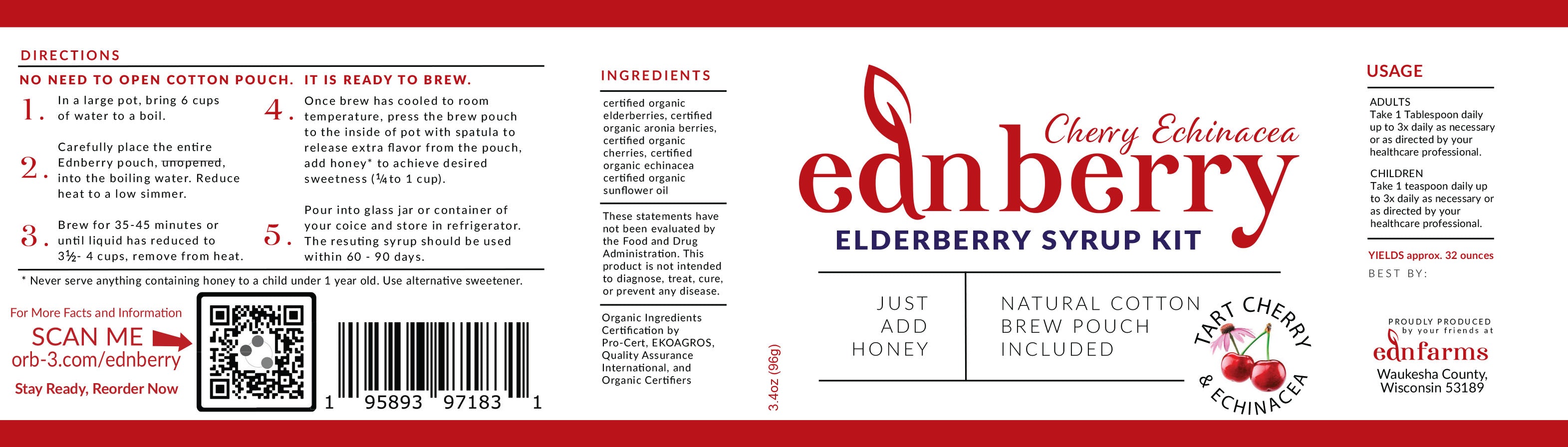Ednberry Organic Elderberry Syrup Kits