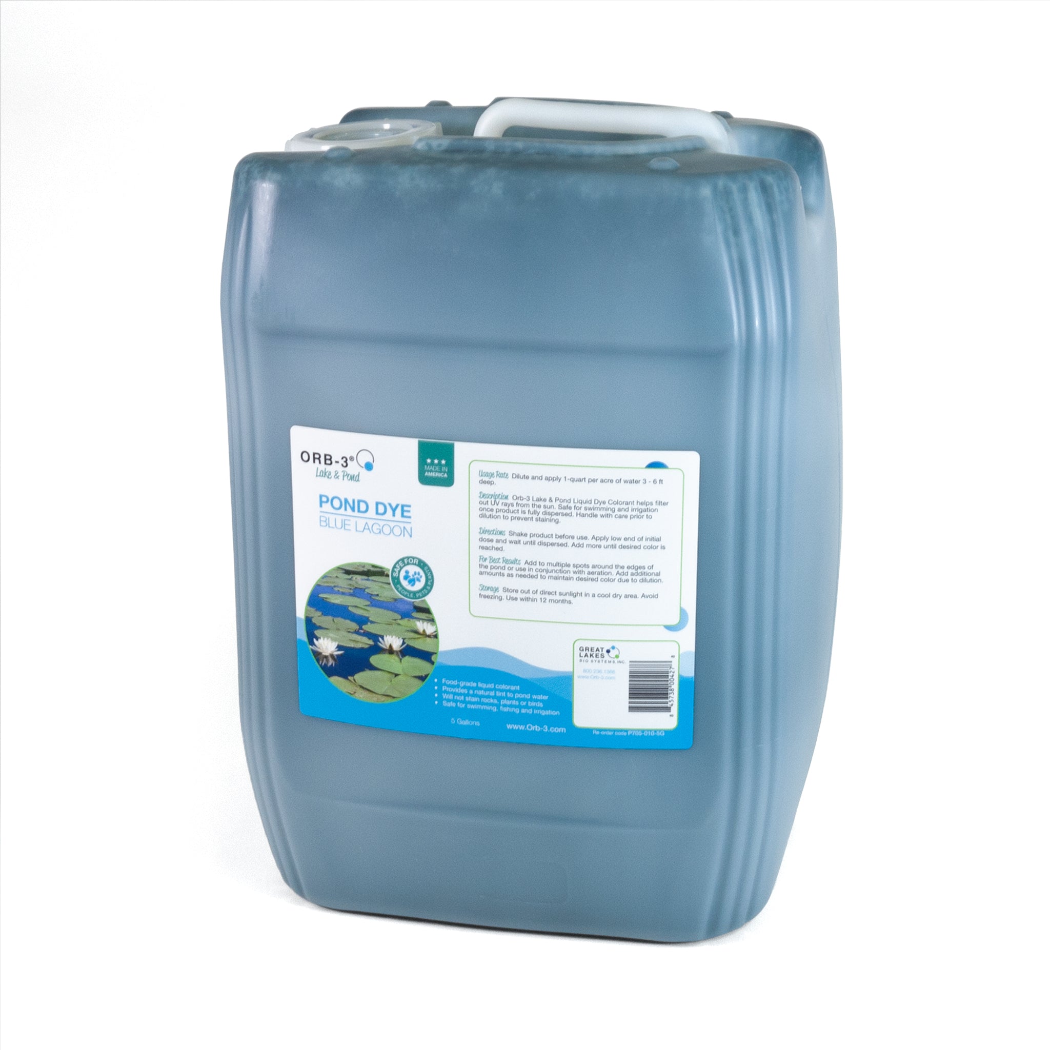 Orb-3 Liquid Pond Dye, Blue, 5-Gallon Pail P705-010-5G