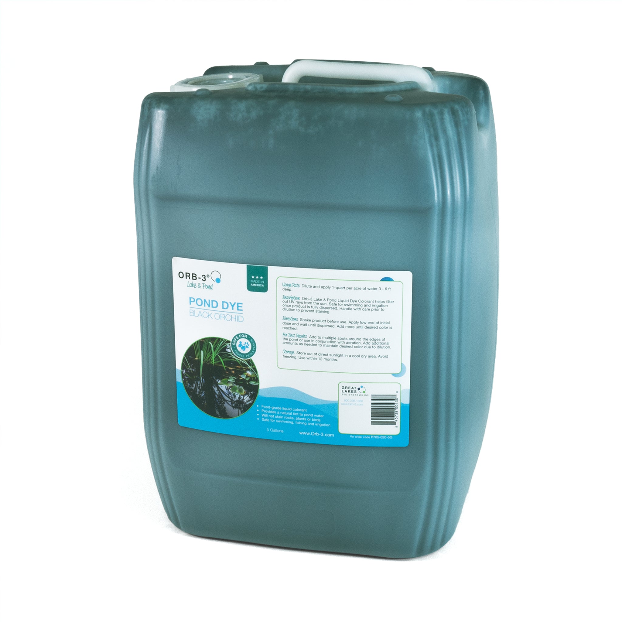 Orb-3 Liquid Pond Dye, Black, 5-Gallon Pail P705-020-5G