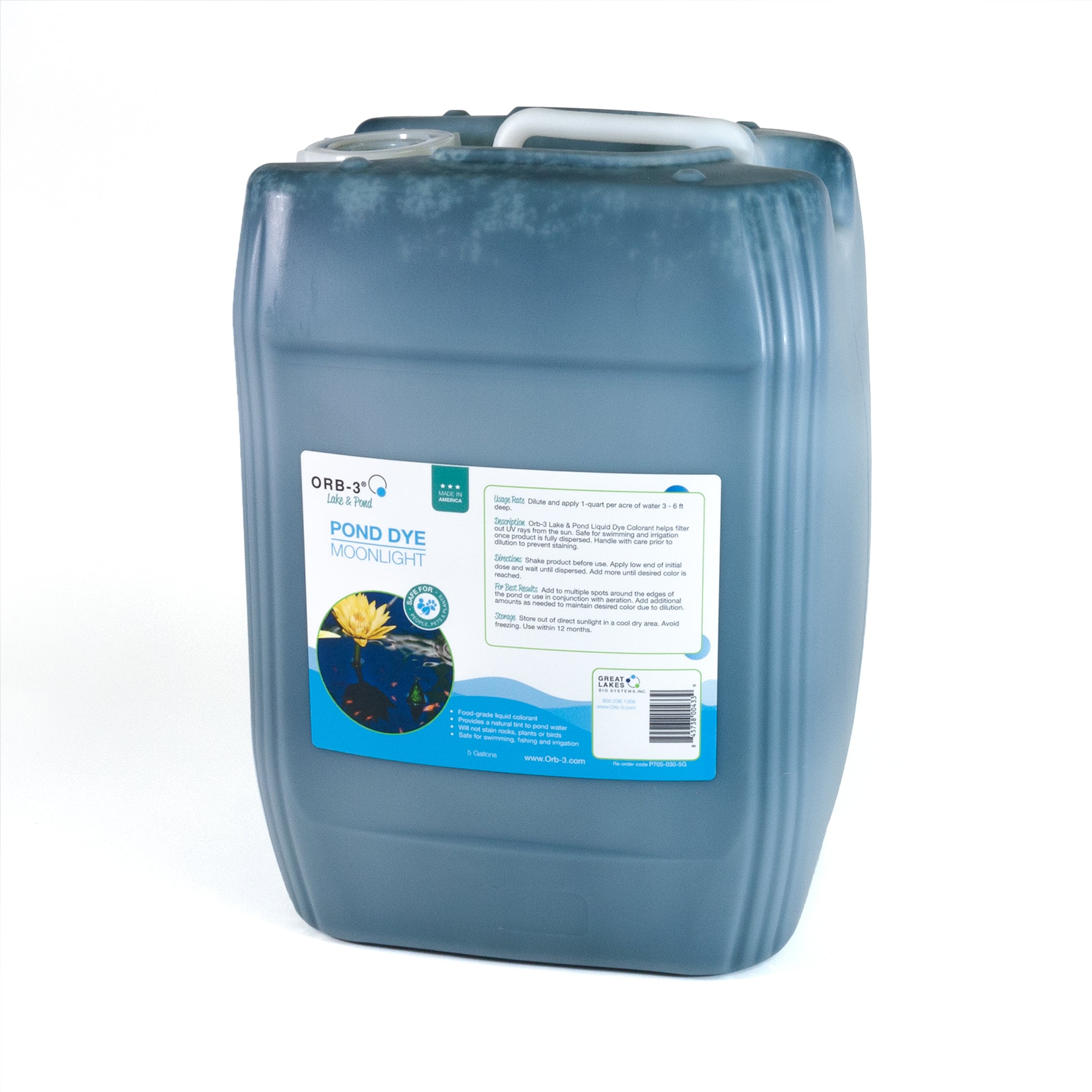 Orb-3 Liquid Pond Dye, Blue-Black, 5-Gallon Pail P705-030-5G